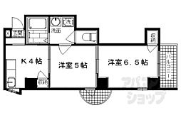 スカイロード太秦 6階2Kの間取り