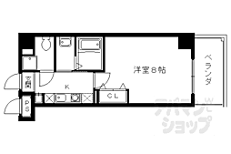 ヴァイタルハウス 3階1Kの間取り