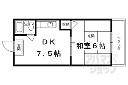 JR東海道・山陽本線 西大路駅 徒歩12分の賃貸マンション 4階1DKの間取り