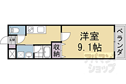 阪急嵐山線 上桂駅 徒歩12分の賃貸マンション 3階1Kの間取り