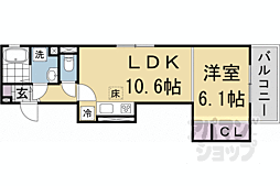 GRAMM桂北滝川 C棟 1LDKの間取図画像