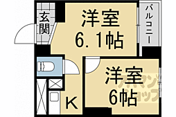 二条プラザ 6階2Kの間取り