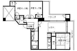 阪急京都本線 桂駅 徒歩16分の賃貸マンション 4階3LDKの間取り