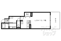 阪急京都本線 桂駅 徒歩15分の賃貸アパート 1階1Kの間取り