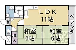 阪急嵐山線 上桂駅 徒歩15分の賃貸マンション 6階2LDKの間取り