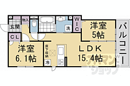 D-ROOM西院小米 2LDKの間取図画像