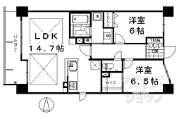 JR東海道・山陽本線 西大路駅 徒歩9分の賃貸マンション 3階2LDKの間取り