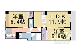 阪急京都本線 大宮駅 徒歩5分の賃貸マンション 3階2LDKの間取り