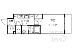 プレデコート西京極 1Kの間取図画像