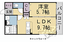 FORCE西院 1LDKの間取図画像
