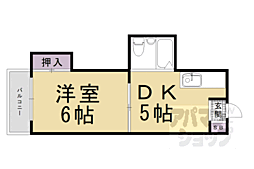 グランディール嵯峨 1DKの間取図画像