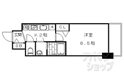 プレデコート西京極 1Kの間取図画像