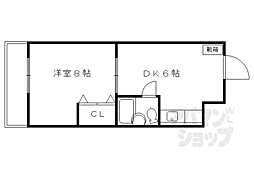 グランディール嵯峨 1DKの間取図画像