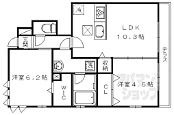 ドムール嵯峨B 2LDKの間取図画像