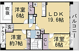 エスリード太秦三条天神川 3LDKの間取図画像
