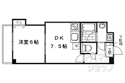 デュ四条 1DKの間取図画像