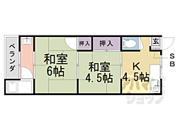 片岡アパート 2Kの間取図画像
