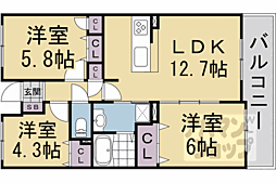 パインフィールド洛西 3LDKの間取図画像