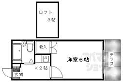 ピュア嵯峨野 1Kの間取図画像