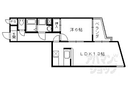 カサグランデ嵯峨野 1LDKの間取図画像