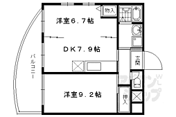 シャンパーニュ四条 2DKの間取図画像