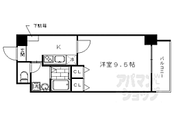 クオリカ太秦 1Kの間取図画像