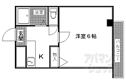 エリーフラッツ 1Kの間取図画像