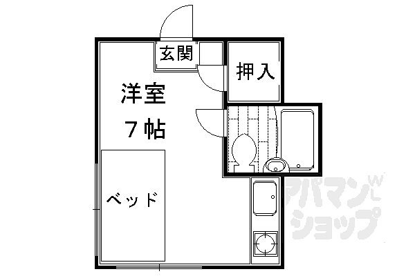 京都府京都市北区鷹峯旧土居町(賃貸アパート1R・2階・14.40㎡)の写真 その2