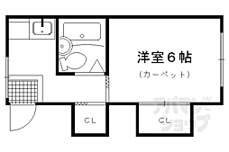 叡山電鉄叡山本線 修学院駅 徒歩8分の賃貸アパート 1階1Kの間取り