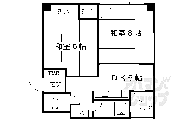 京都府京都市北区鷹峯上ノ町(賃貸マンション2DK・3階・35.43㎡)の写真 その2