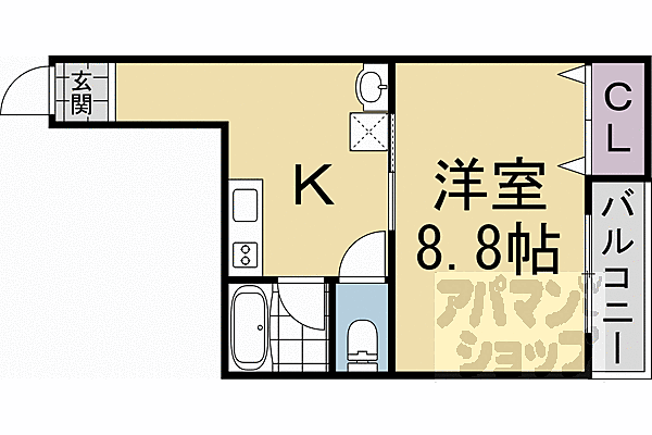 京都府京都市左京区吉田二本松町(賃貸マンション1K・2階・29.90㎡)の写真 その2