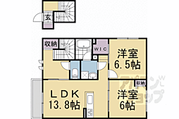 叡山電鉄叡山本線 茶山・京都芸術大学駅 徒歩6分の賃貸アパート 2階2LDKの間取り