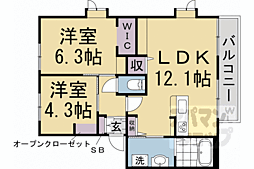 ＩＮ　ひもろぎ 2階2LDKの間取り