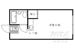 京阪本線 出町柳駅 徒歩18分の賃貸マンション 2階1Kの間取り