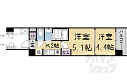 京都市上京区革堂前之町マンション 2Kの間取図画像