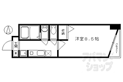 京都市営烏丸線 五条駅 徒歩5分の賃貸マンション 2階1Kの間取り
