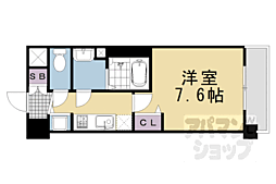 京都市営烏丸線 五条駅 徒歩8分の賃貸マンション 4階1Kの間取り