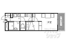 阪急京都本線 西院駅 徒歩9分の賃貸アパート 1階1Kの間取り