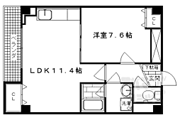 阪急京都本線 西院駅 徒歩4分の賃貸マンション 3階1LDKの間取り