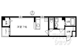 京都市営烏丸線 五条駅 徒歩2分の賃貸マンション 3階ワンルームの間取り