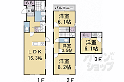 京都市営烏丸線 国際会館駅 徒歩3分の賃貸一戸建て 4LDKの間取り