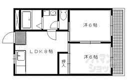 ヴィヴァーチェ千本 4階2DKの間取り