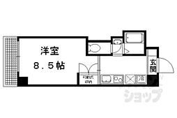 京都市営烏丸線 北大路駅 徒歩23分の賃貸マンション 6階1Kの間取り