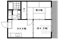サンハイツ岩倉B 2DKの間取図画像