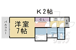 VineOakAgeha 1Kの間取図画像