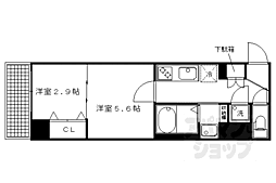 ファーストフィオーレ京都西陣 2Kの間取図画像