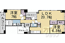 サーパス堀川今出川 2LDKの間取図画像
