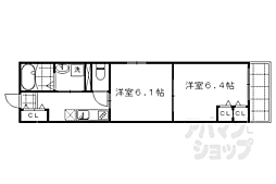 グランレブリー御所西2 2Kの間取図画像