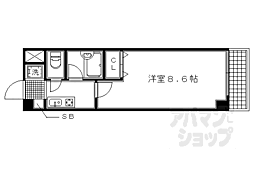 パインパレス黒門 1Kの間取図画像