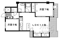 御所西ロイヤルプラザ 2LDKの間取図画像